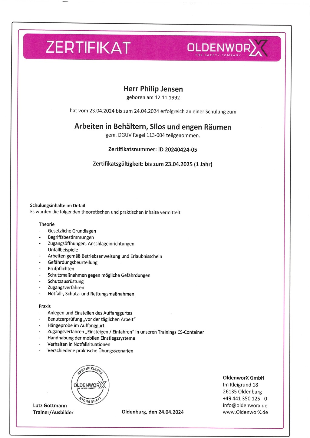 Befahren von Behältern, Silos und engen Räumen